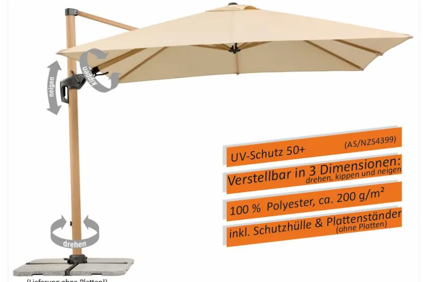 Ampelschirm Rhodos Twist Woody 300x300cm