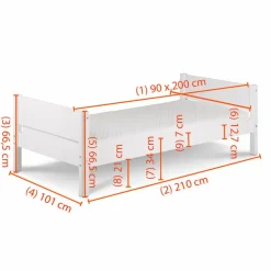 Bett White 90 x 200 cm