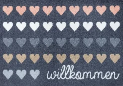 Fußmatte Willkommen Herzen 50 x 75 cm