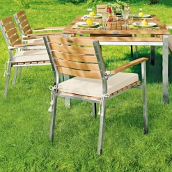 Gartenstuhl Madura, Edelstahl/Teak