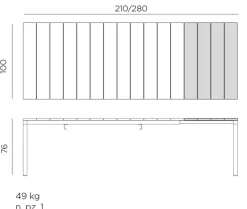 Gartentisch ausziehbar Rio 210/280 x 100