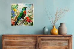 Glasbild 30 x 30 cm Hummingbird Jungle I
