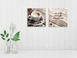 Glasbild 2tlg. Liebe und Kaffee