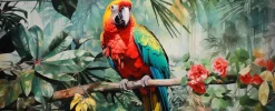 Glasbild 50 x 125 cm Jungle Parrot III