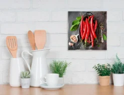 Glasbild 20 x 20 cm Red Chili Peppers I