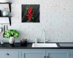 Glasbild 30 x 30 cm Red Chili Peppers III