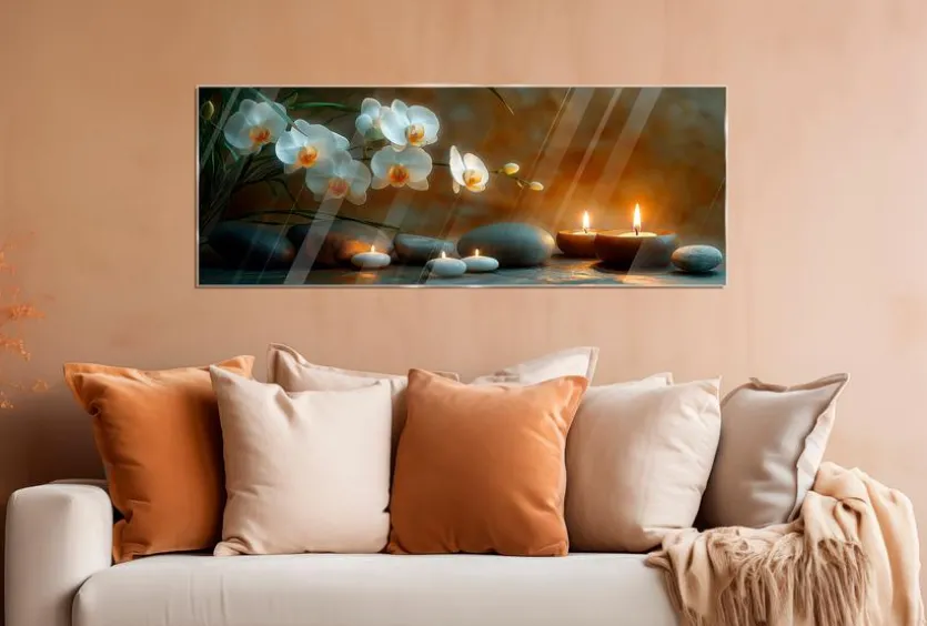 Glasbild 30 x 80 cm Warm Zen II