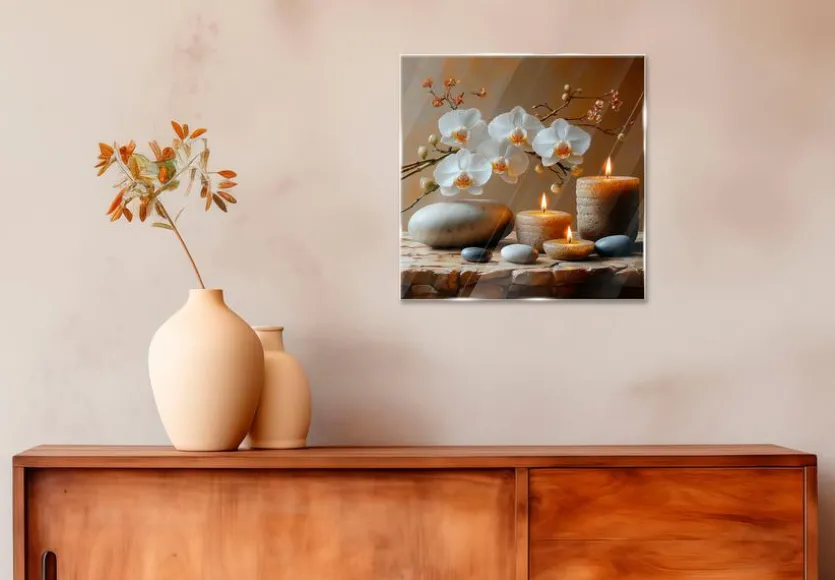 Glasbild 50 x 50 cm Warm Zen V