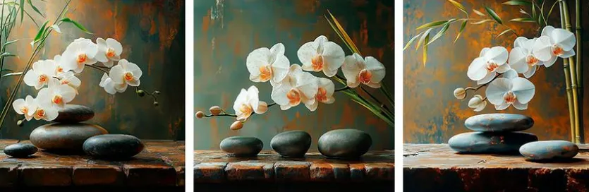 Glasbild 30 x 90 cm Warm Zen VI