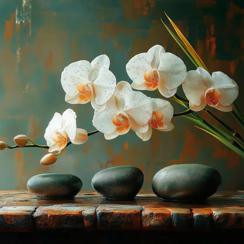Glasbild 30 x 90 cm Warm Zen VI