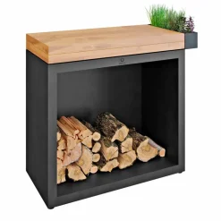 Kaminholzregal Butcher Block Storage Black