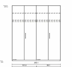 Kleiderschrank Comfort-V 200 x 229 cm