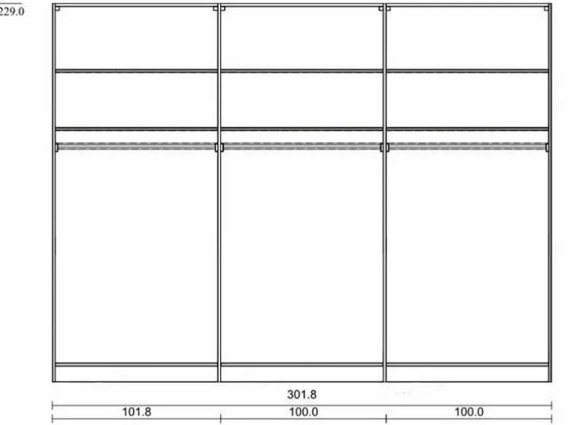 Kleiderschrank Ranura 302 x 229 cm