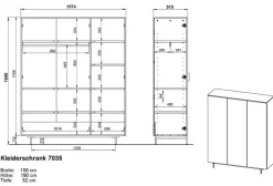 Kleiderschrank Tomino 158 x 190 cm