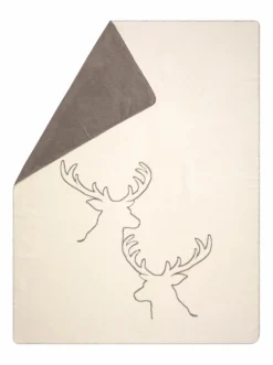 Kuscheldecke Hirschköpfe 150 x 200 cm