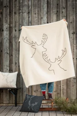 Kuscheldecke Hirschköpfe 150 x 200 cm