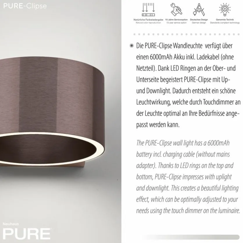 LED-Akkuwandleuchte Pure Clipse