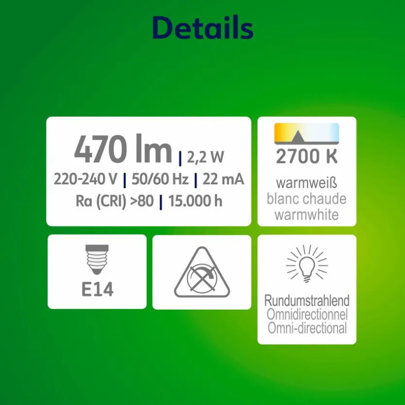 LED-Tropfen E14 / 2,2 Watt / Energie A