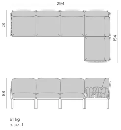 Loungemöbel Set Komodo 5 5tlg., Sunbrella