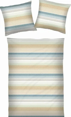Satin-Bettwäsche Green Stripe 155 x 220 cm