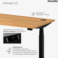 Schreibtisch elektrisch eModel2.0 180 x 80 cm