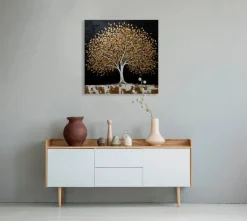 Wandbild 50 x 50 cm Golden Tree II