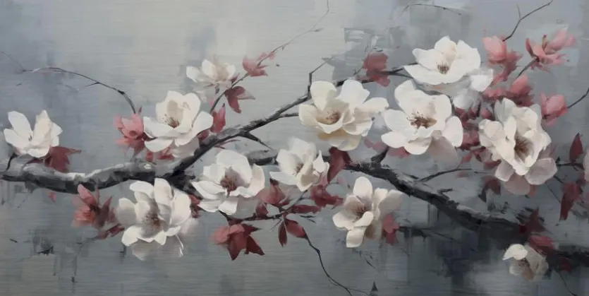 Wandbild 50 x 100 cm Roses On Silver VI