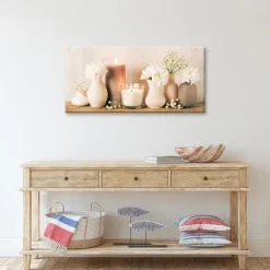 Wandbild 55 x 115 cm Flowers and Candles
