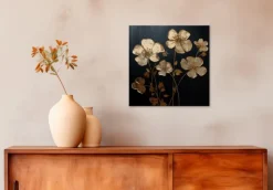 Wandbild 30 x 30 cm Golden Flowers I