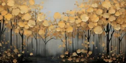 Wandbild 50 x 100 cm Golden Leaves III