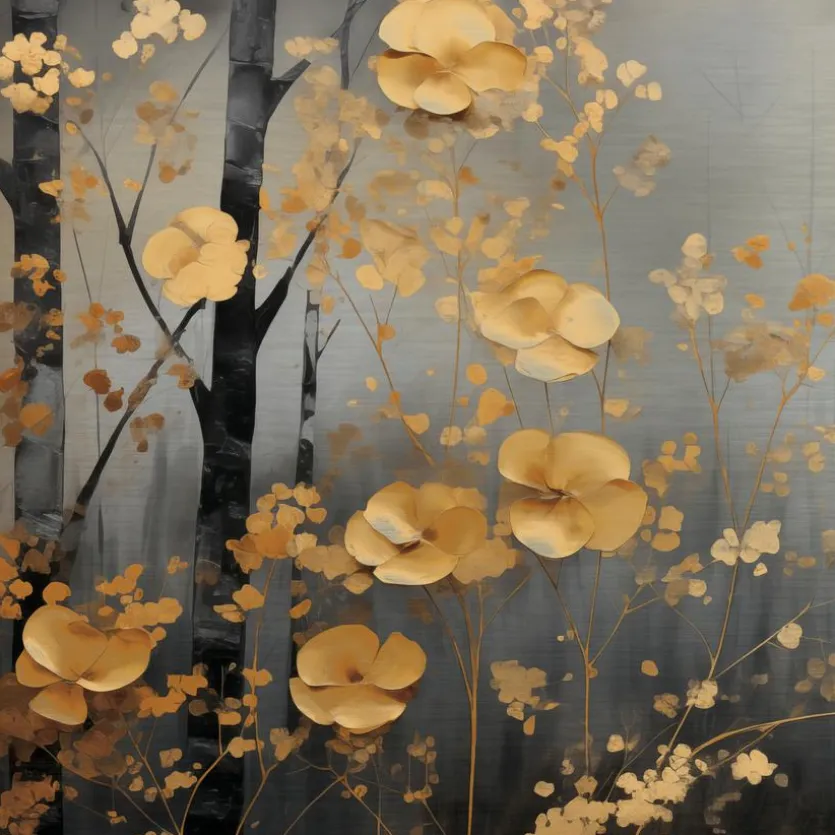 Wandbild 30 x 30 cm Golden Leaves III