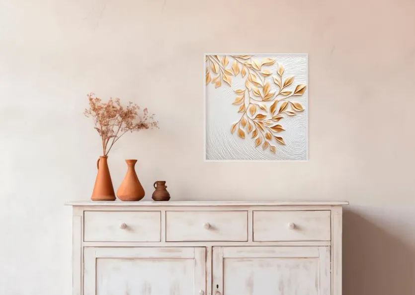 Wandbild 30 x 30 cm Golden Leaves VI