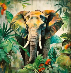 Wandbild 30 x 30 cm Jungle Elephant