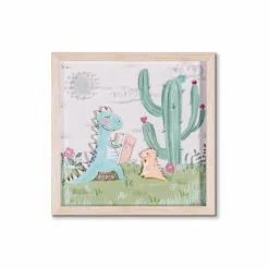 Wandbild 32,6 x 32,6 cm Kaktus mit Dino I