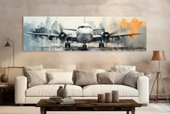 Wandbild 50 x 180 cm Silver Plane II