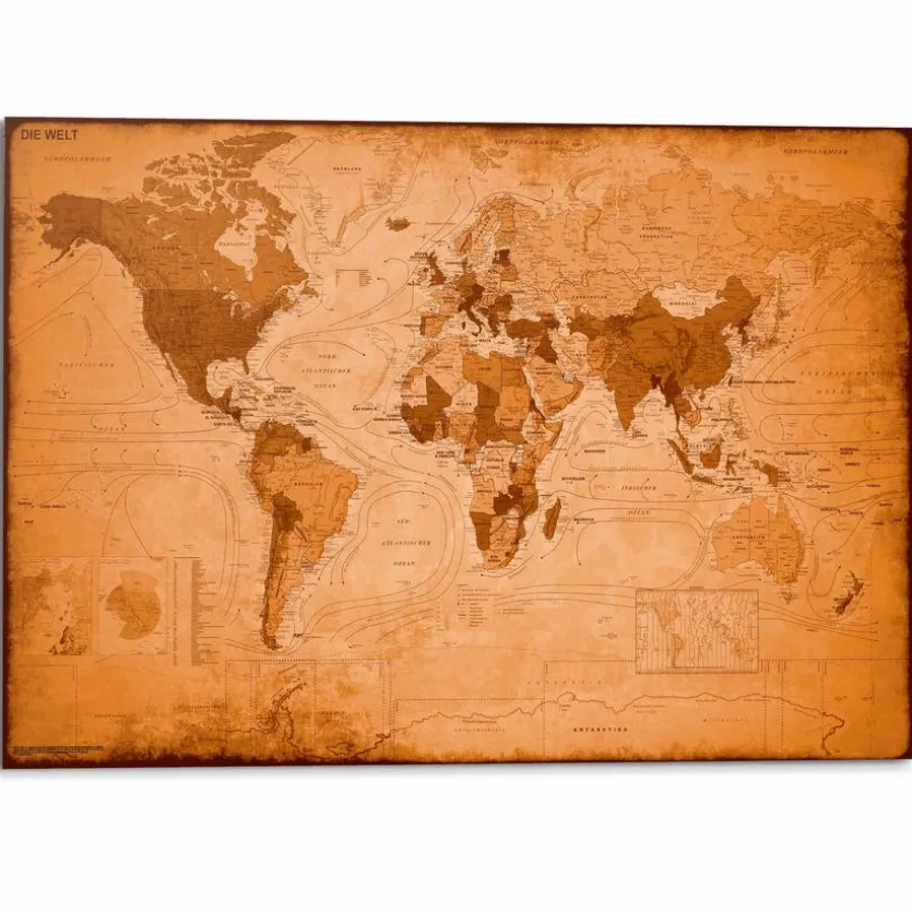 Wandbild 140 x 100 cm Weltkarte