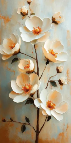 Wandbild 20 x 40 cm White Flowers III