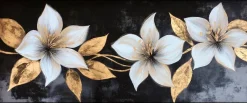 Wandbild 50 x 120 cm White Flowers On Black I
